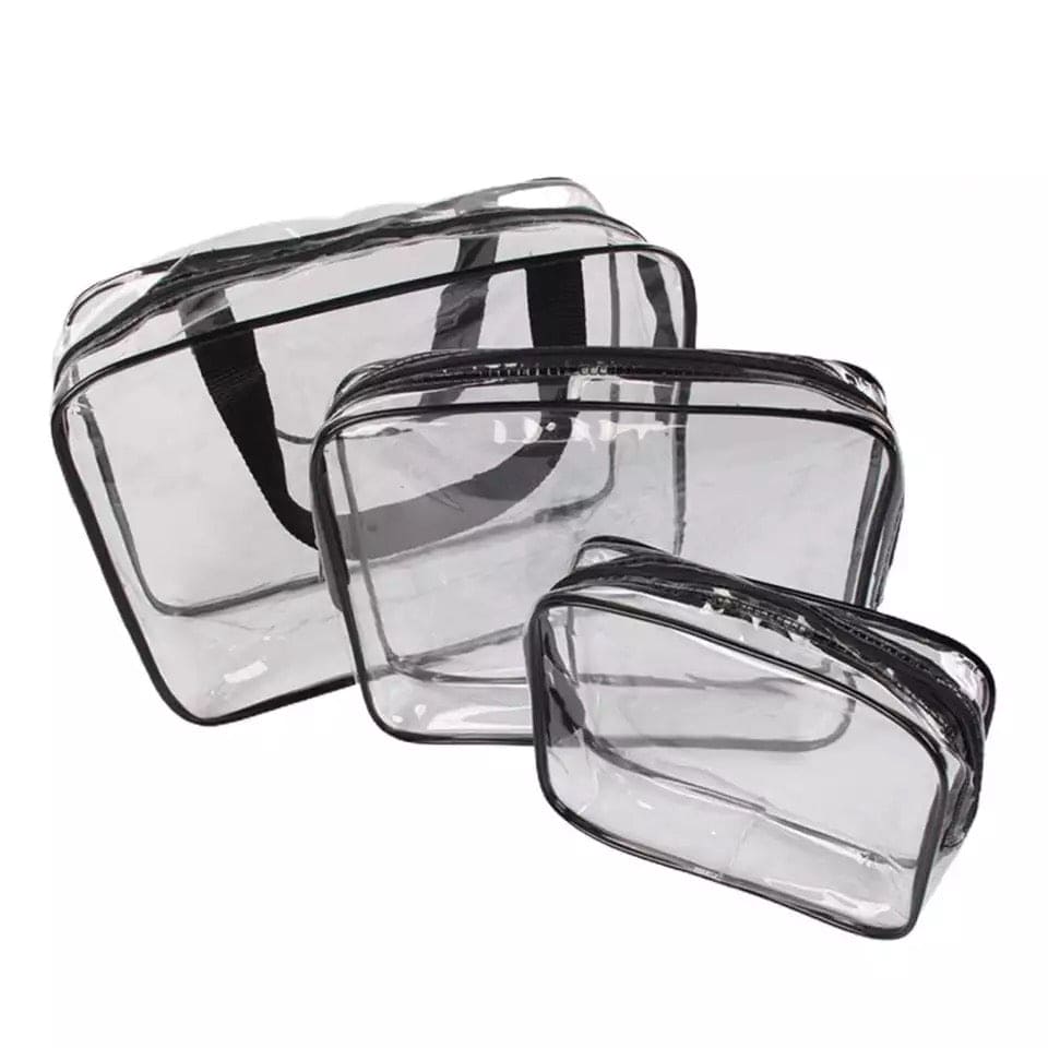 Makeup Storage Grooming Bag Set, Transparent Clear Cosmetic Bag, Transparent Toiletry Bag, Water Proof Plastic Travel Cosmetic Bag, SML Bag Makeup Storage Grooming Bag Set, Transparent Clear Cosmetic Bag, Transparent Toiletry Bag, Water Proof Plastic Travel Cosmetic Bag, SML Bag